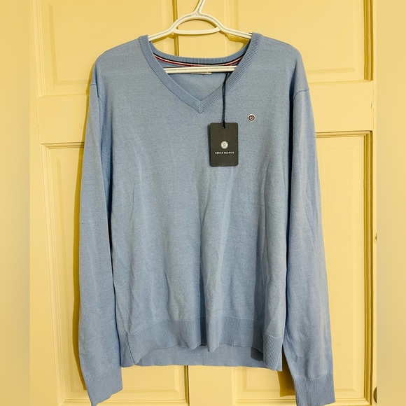 SERGE BLANCO SWEATER MEN’s NWT Light Blue - Picture 1 of 3